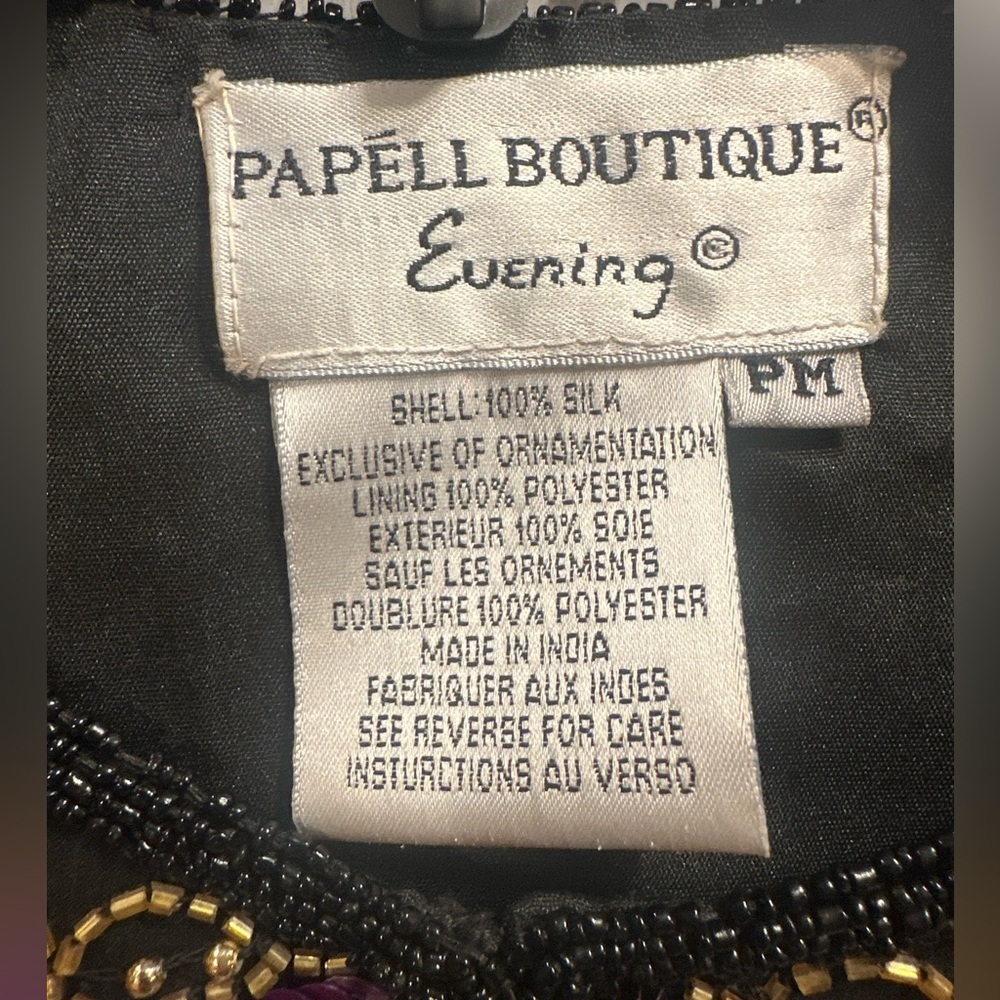 Papell Boutique Evening Beaded Silk Jacket PM Black Purple Blue Gold Sequins NWT - Picture 8 of 9